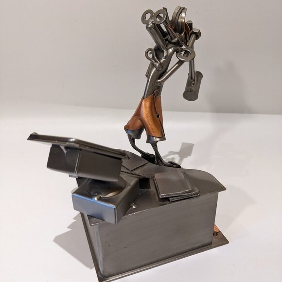 Vintage Hinz & Kunst Metal Sculpture “Computer Rage” – Nuts & Bolts Art Geek - Picture 2 of 11